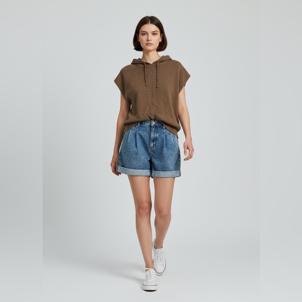 THE FRANKIE SHOP Juno Sleeveless Knit Hoodie Vest – Oak (XS/S)
